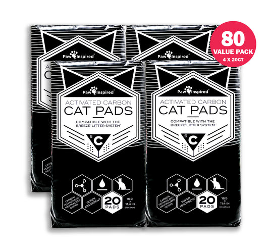 80ct Paw Inspired Activated Carbon Cat Pads for Breeze Tidy Cat Litter System 16.9" x 11.4"