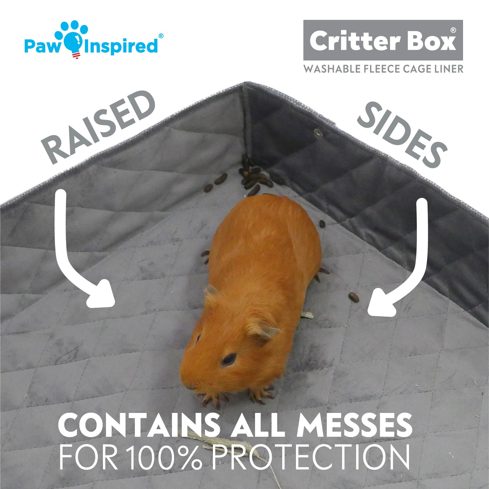 Paw Inspired Critter Box® Washable Guinea Pig Cage Liners, Midwest