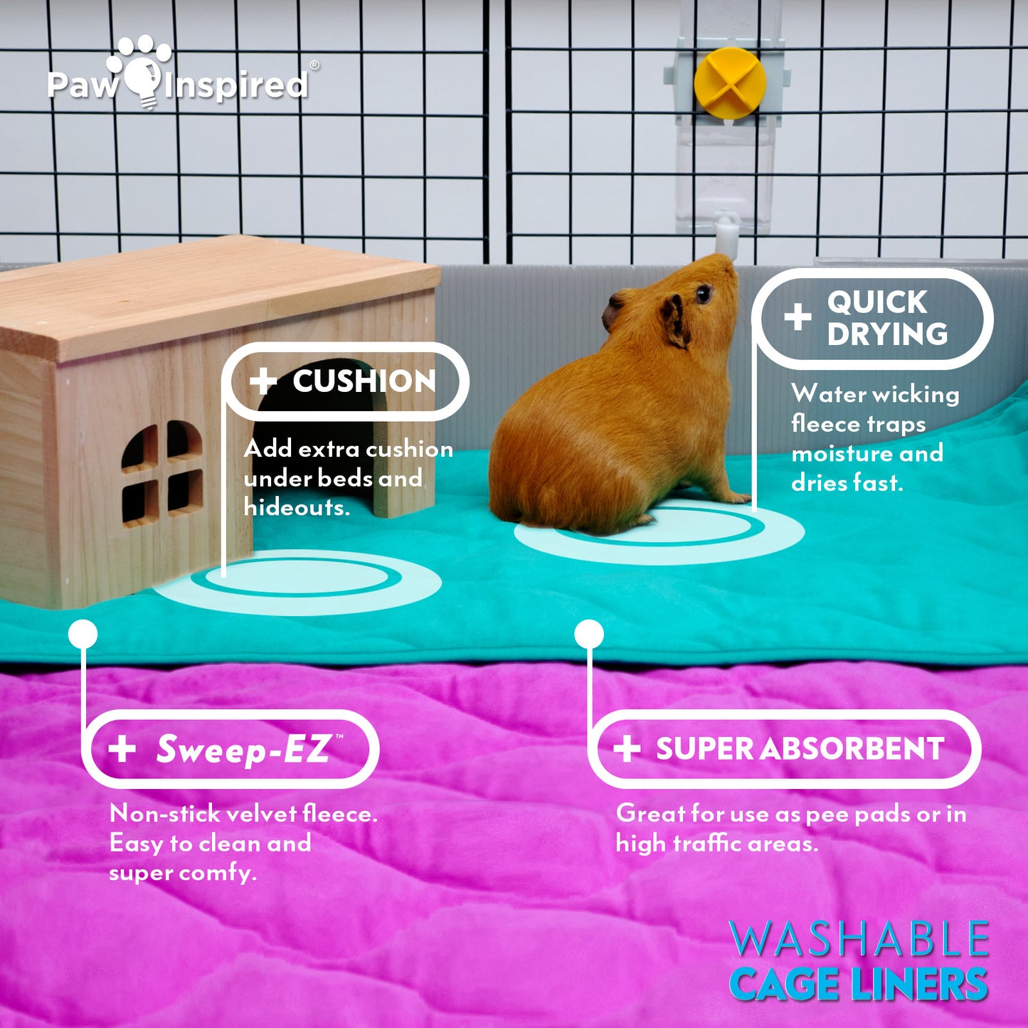 2ct Paw Inspired® Washable Guinea Pig Cage Liners, C&C 2X1