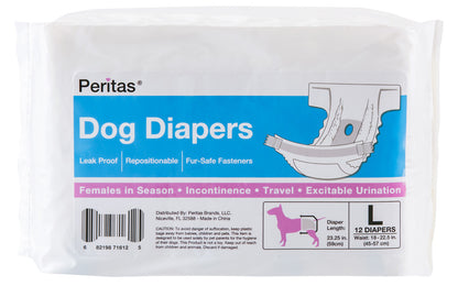 144ct Peritas Female Disposable Dog Diapers, Large